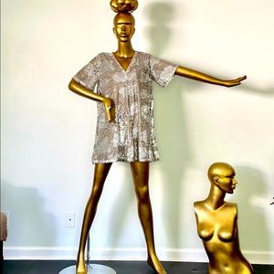 TRF Zara Sequin minidress/tunic cool subtle animal skin pattern Dress size S/M